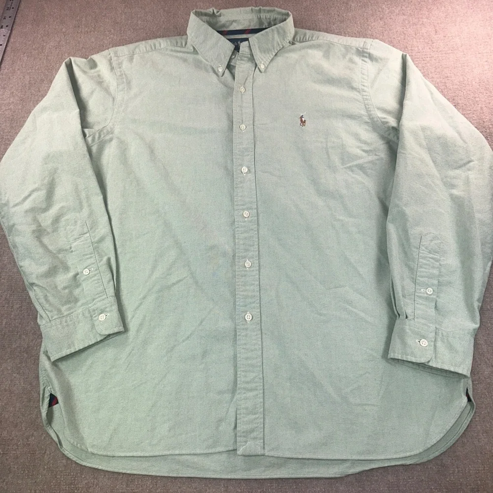Polo Ralph Lauren Mens XL Classic Fit Oxford Button Down Shirt Green Long Sleeve